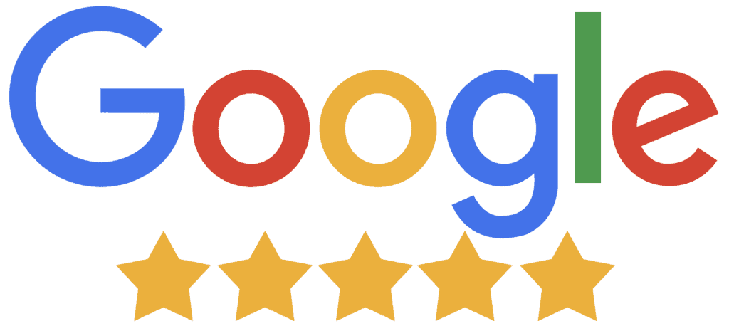 Google logo with five-star graphic