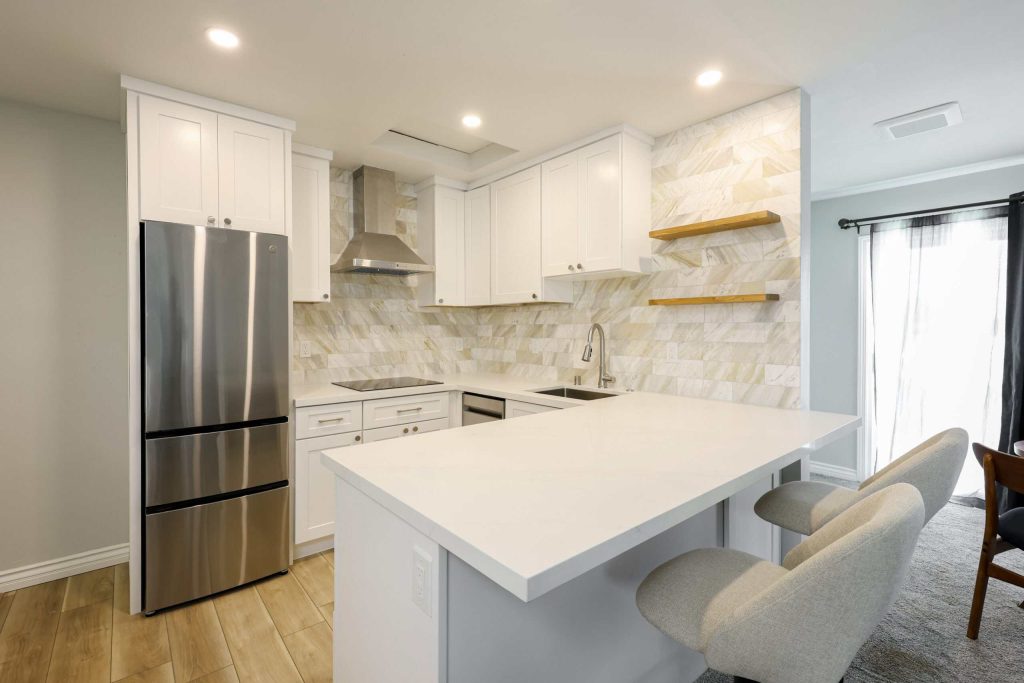 Long Beach ADU kitchen with white shaker cabinets