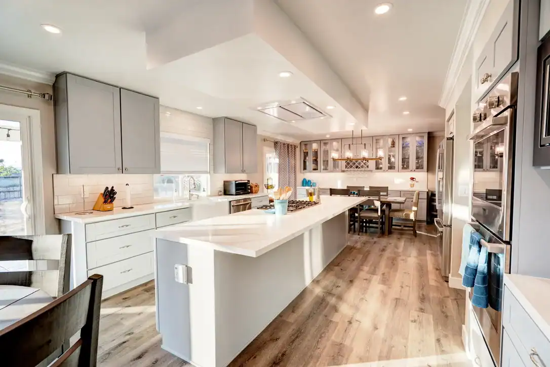 Brentwood kitchen remodel with load-bearing wall removal and open-concept island