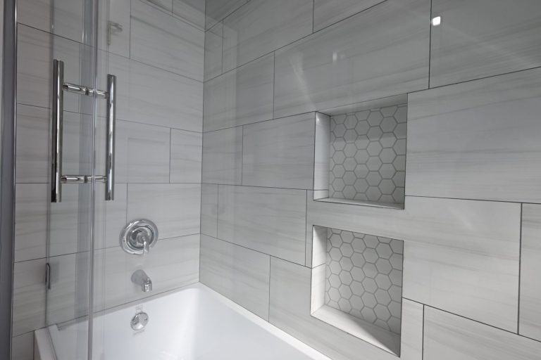 Palos Verdes Estates bathroom remodel - tiled shower niches